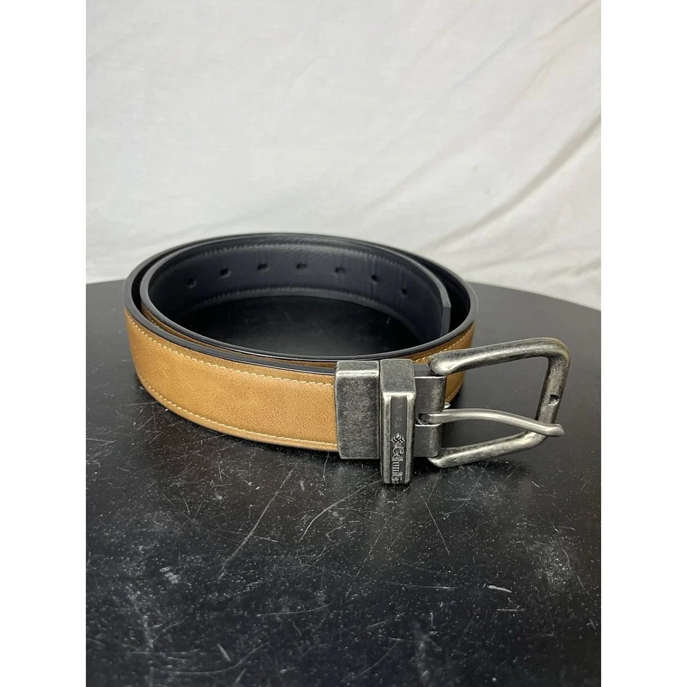 Columbia Reversible Synthetic Leather Stretch Belt Men's Small 30-32 Brown Black